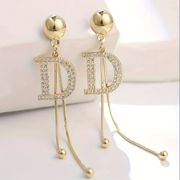 Exquisite Tassel Drop Elegant Gold “D" Dior, Long Dangle Earrings - NEW - Picture 2 of 7